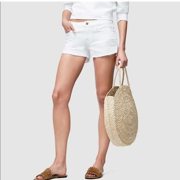 FRAME Women's White Denim Shorts - Picture 1 of 8